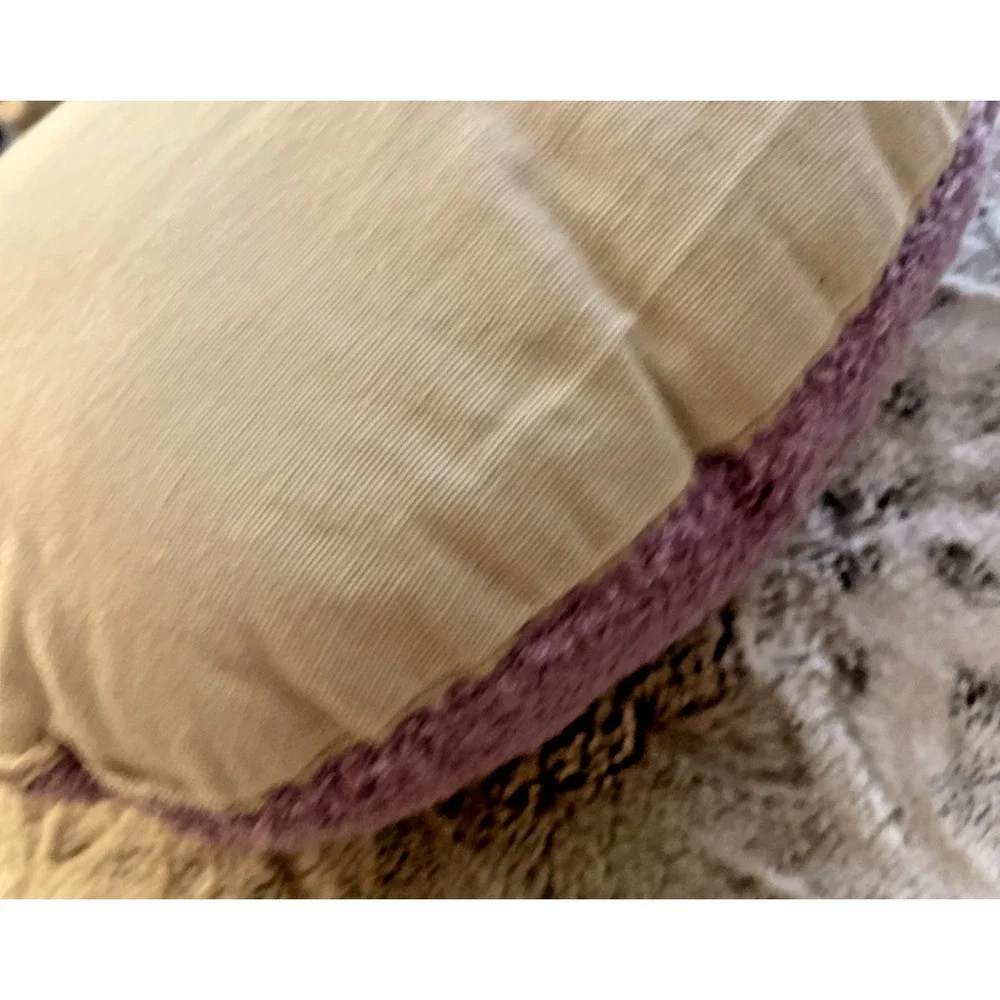 Room 2 Room Round Lion‎ Pillow Pink & Purple Face Embroidered 15x15